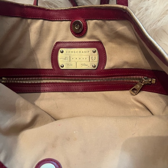 LONGCHAMP LM Cuir Large Tote Bag Leather Handbag Purse Logo - Picture 3 of 15